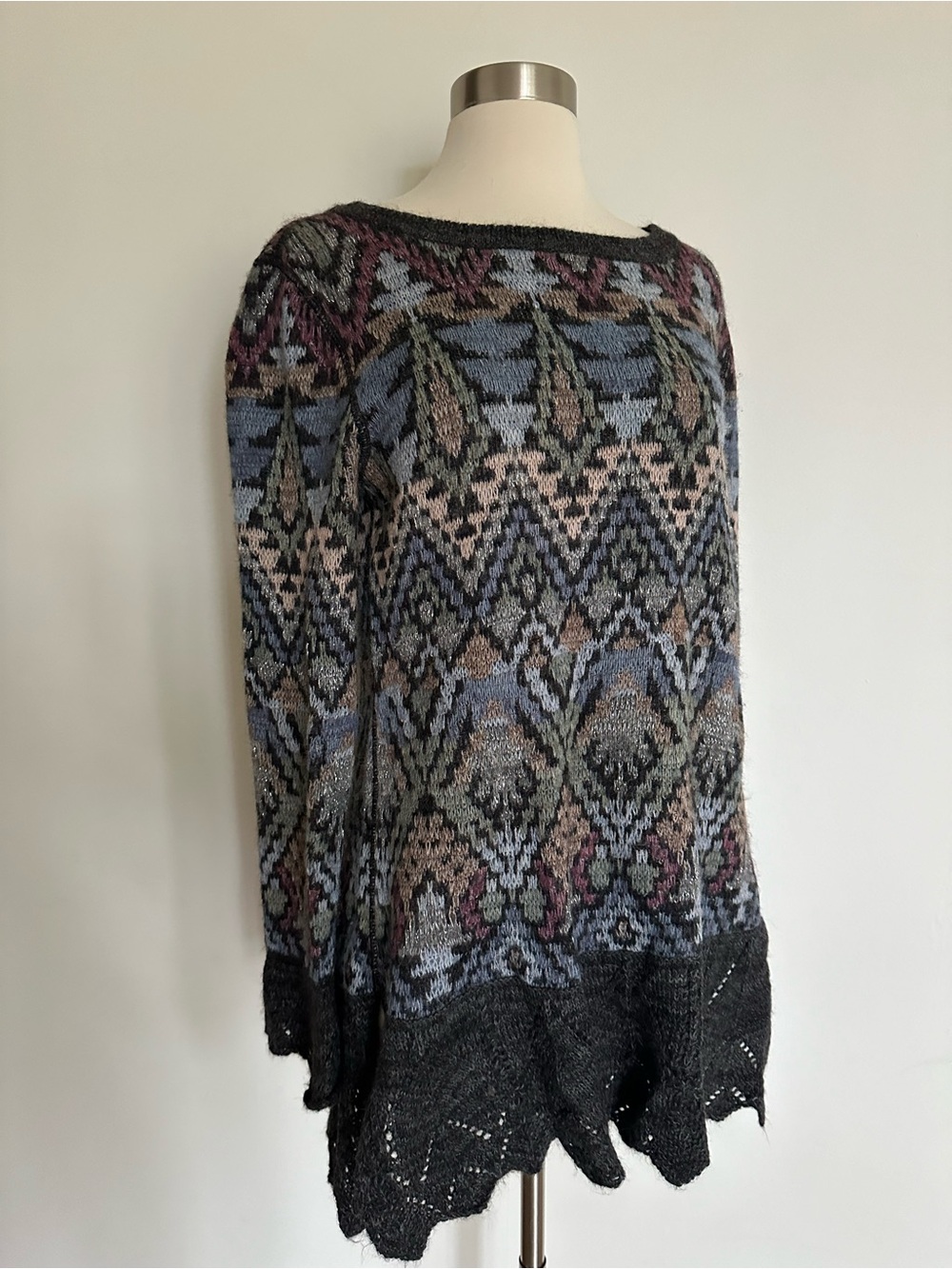New NWOT Peruvian Connection Baby Alpaca + Wool Fair Isle Knit Sweater Small
